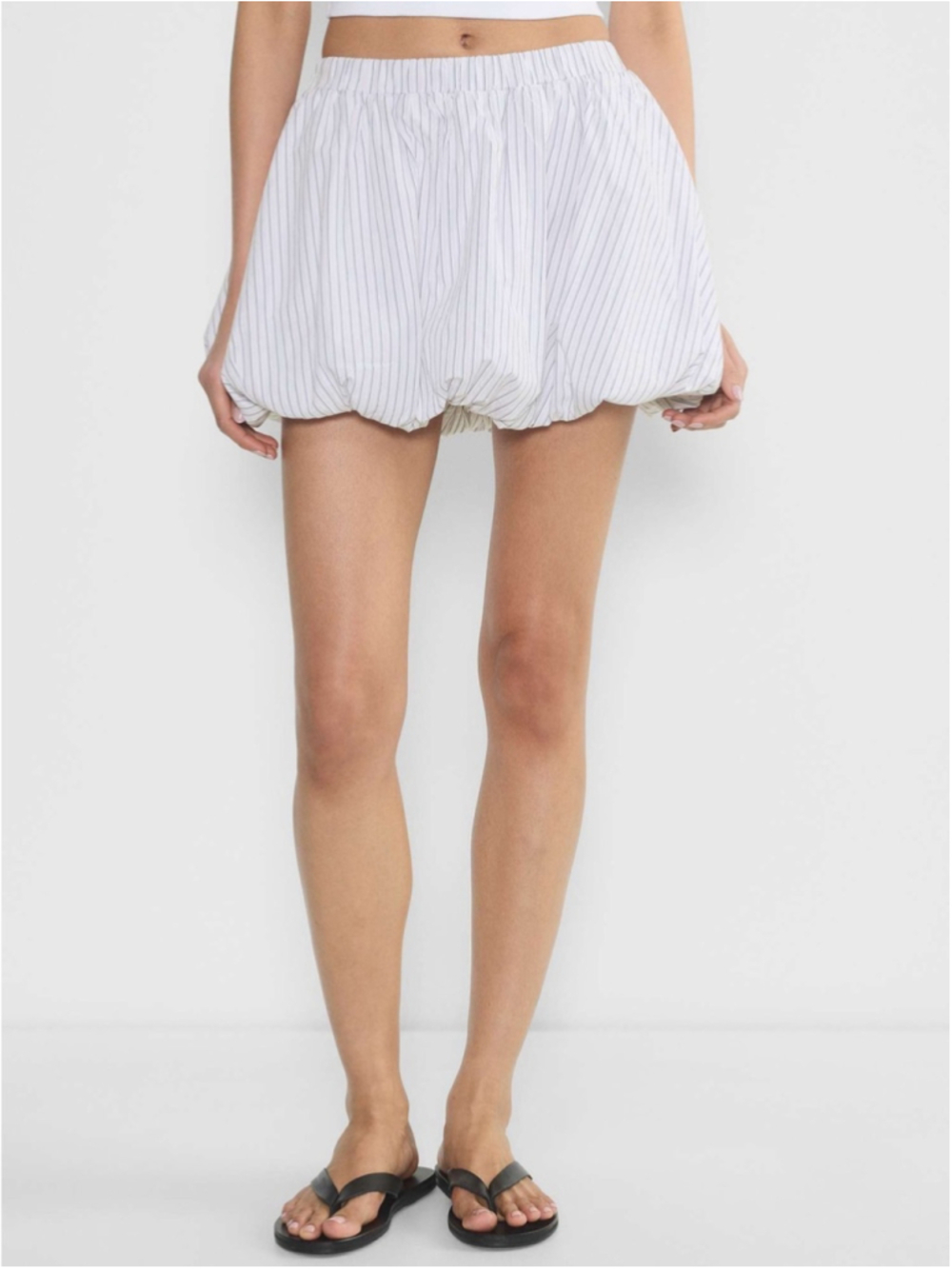 Sunday Best Aritzia Poplin Bloomer Skirt White Navy Pink Pinstripe Bubble Sz S